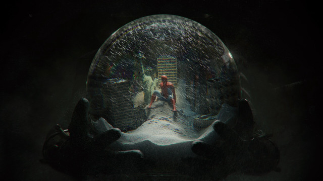 Snowglobe man inside dark mirrorball free wallpaper - medium preview image