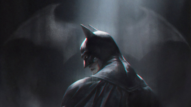 Batman dark room glowing monochrome free wallpaper - medium preview image