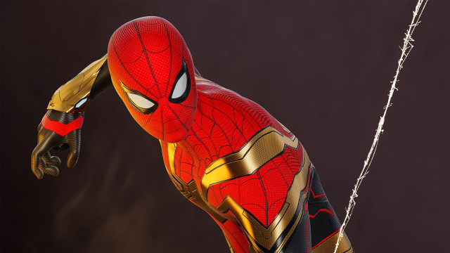 Spiderman holding chain face dark free wallpaper - medium preview image