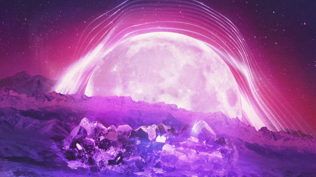 Mountain moon starry sky city free wallpaper - medium preview image