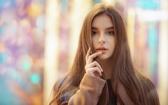 Elina karimova serious portrait bokeh free wallpaper - medium preview image