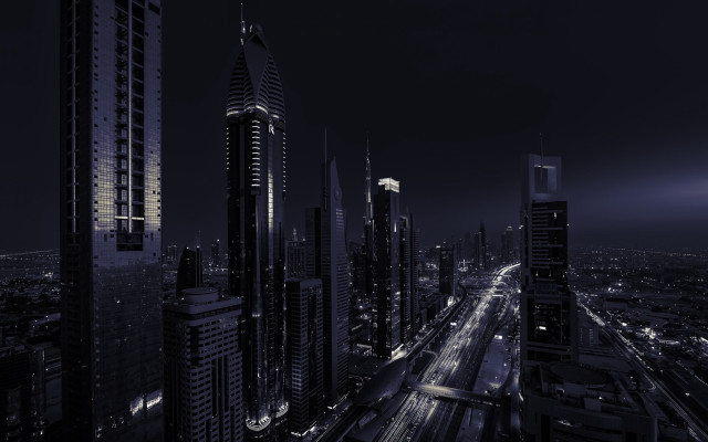 Cyberpunk city night starry sky free wallpaper - medium preview image