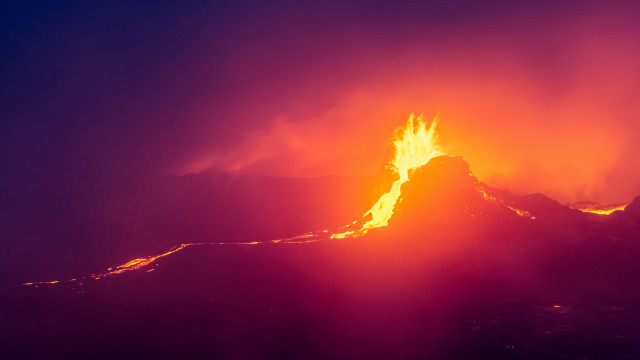 Fire mountain orange red sky free wallpaper - medium preview image