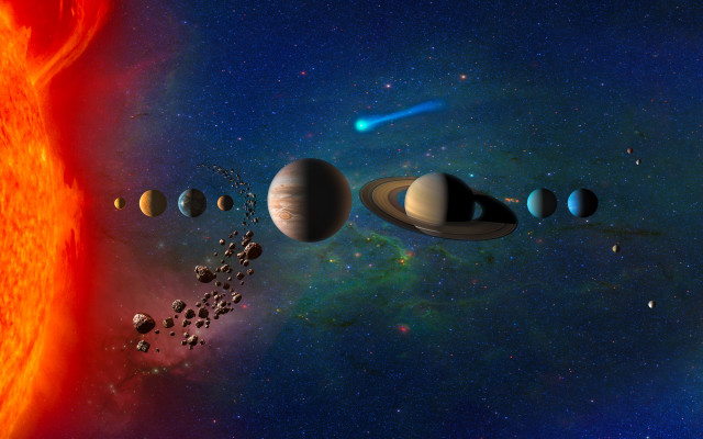 Solar system eight planets bright free wallpaper - medium preview image
