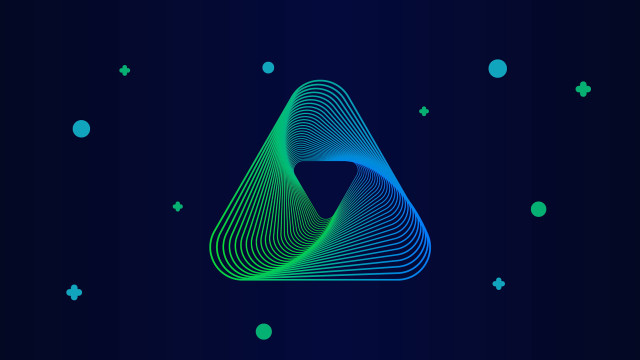 Blue triangle green lines hologram free wallpaper - medium preview image