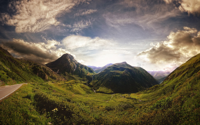 Mountain range road cloudy sky #3 free wallpaper - medium preview image
