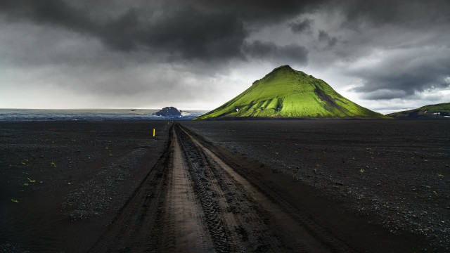 Dirt road mountain clouds night free wallpaper - medium preview image