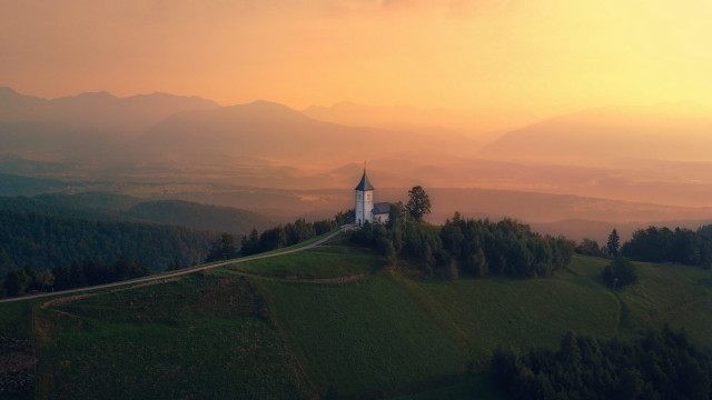 Church hill sunset road neo free wallpaper - medium preview image
