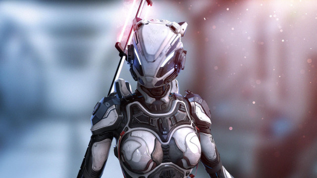Futuristic woman sword lightsaber snow free wallpaper - medium preview image