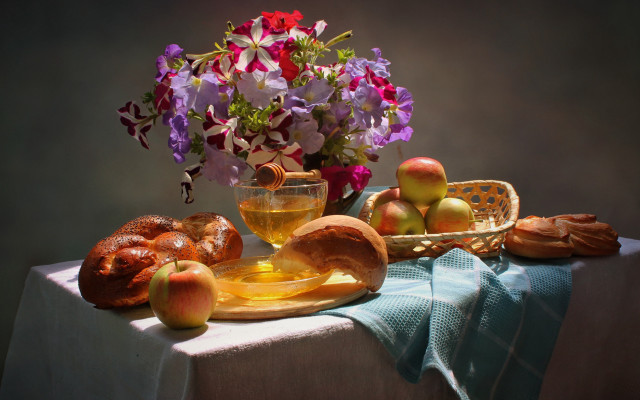 Table fruit bread flower tea free wallpaper - medium preview image