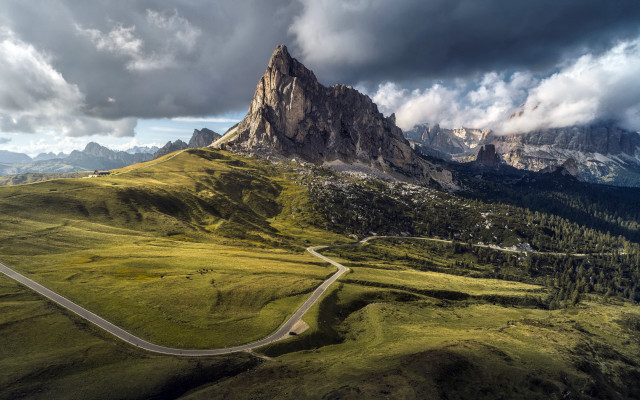 Mountain road cloudy sky beach free wallpaper - medium preview image