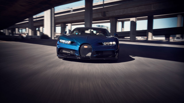 Blue bugatti road bridge building free wallpaper - medium preview image