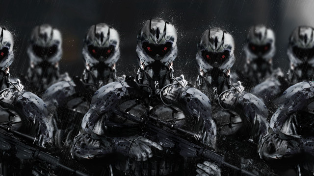 Soldiers guns helmets dark background free wallpaper - medium preview image