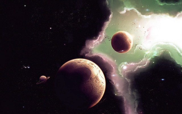 Space planets stars clouds bright free wallpaper - medium preview image