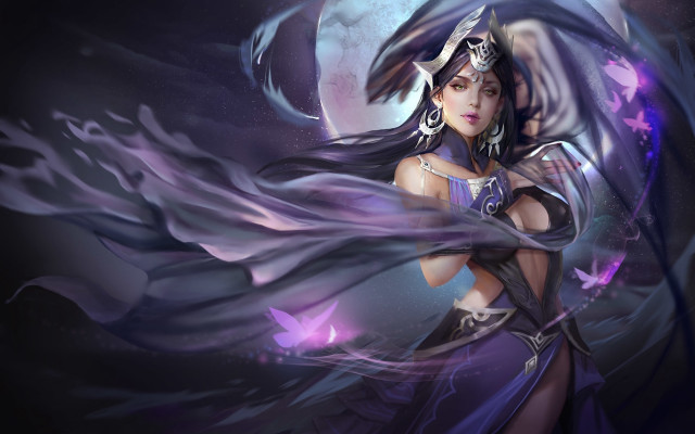 Woman purple dress hat wings free wallpaper - medium preview image