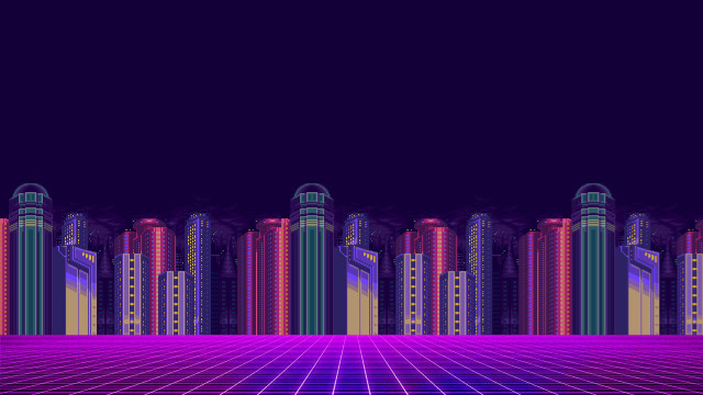 Futuristic city neon grid cyberpunk free wallpaper - medium preview image