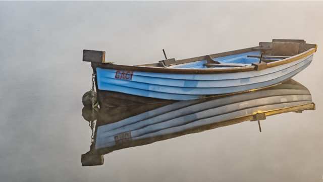 Blue boat lake dock clouds free wallpaper for desktop - medium preview image
