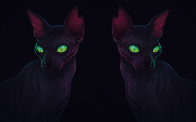 Black cat glowing green eyes #4 free wallpaper - medium preview image