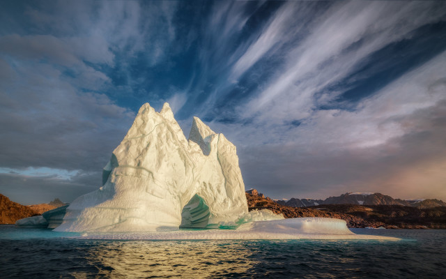 Iceberg ocean mountains cloudy sky free wallpaper - medium preview image