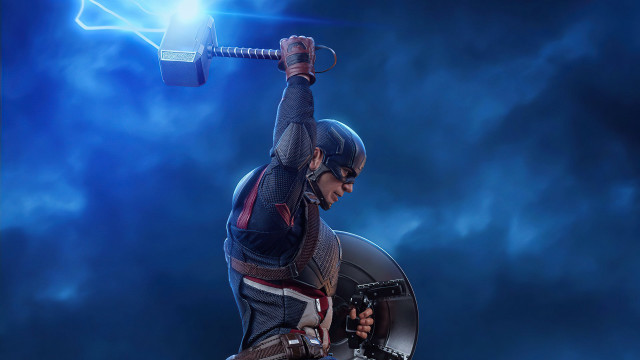 Captain america hammer shield lightning free wallpaper - medium preview image
