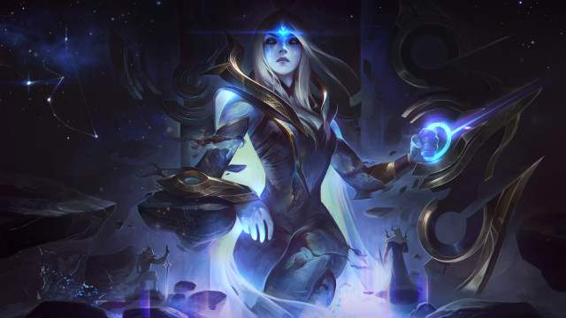 Woman sword glowing orb starry free wallpaper - medium preview image