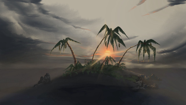 Sunset palm trees cloudy sky free wallpaper - medium preview image