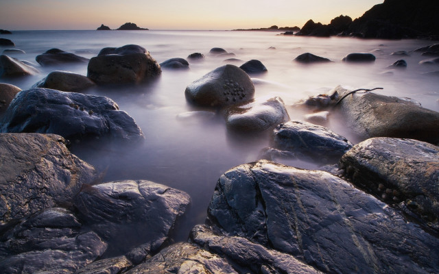 Rocky beach sunset clouds ocean #3 free wallpaper - medium preview image