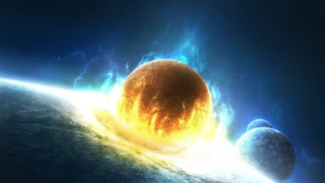 Planet aurora moonlight space shore free wallpaper - medium preview image