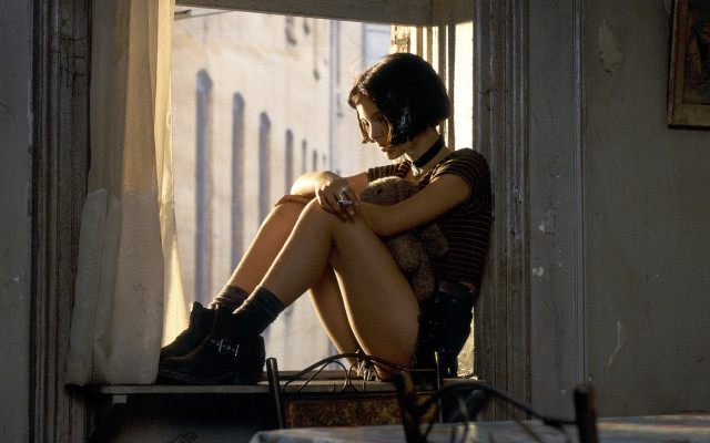 Woman ledge crossed helmet window free wallpaper - medium preview image