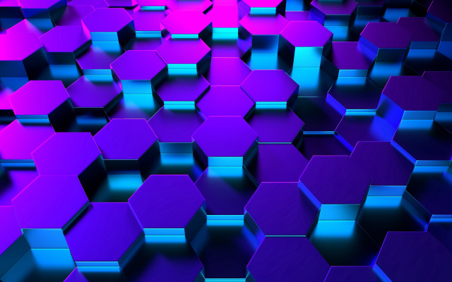 Purple blue hexagons center black free wallpaper - medium preview image