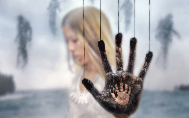 Woman holding hand background strings free wallpaper - medium preview image