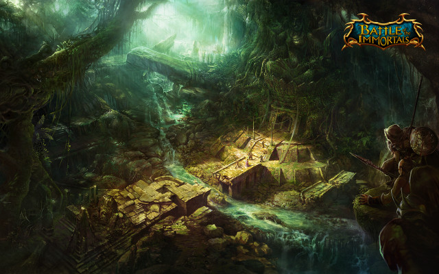 Man forest river waterfall cave free wallpaper - medium preview image