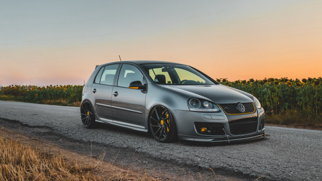 Silver car cornfield sunset road free wallpaper - medium preview image