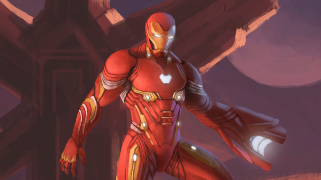 Man red suit lightsaber building free wallpaper - medium preview image