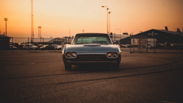 Sunset car parking lot ultrafine free wallpaper - medium preview image