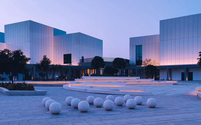 White balls building cityscape trees #2 free wallpaper - medium preview image