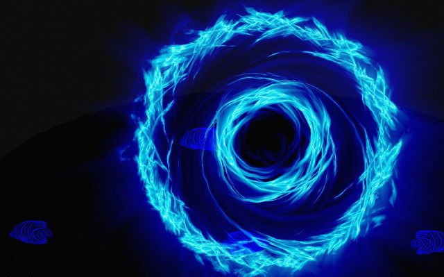 Blue light illusion hologram spirals free wallpaper - medium preview image