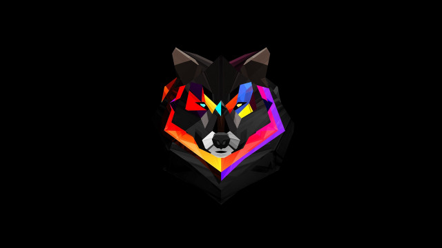 Colorful animal head black background free wallpaper - medium preview image