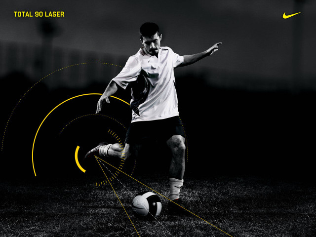 Man kicking soccerball yellowline blackwhite #2 free wallpaper - medium preview image