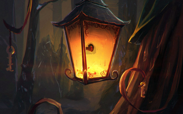 Lantern tree forest night light free wallpaper - medium preview image
