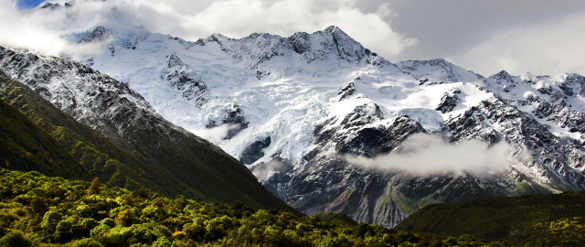 Mountain range cloudy sky forest free wallpaper - medium preview image