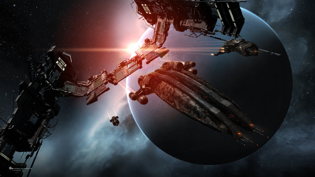 Space station rocket aurora moon free wallpaper - medium preview image