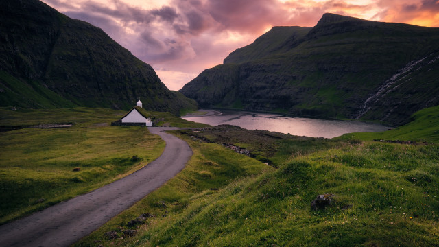 Valley lake tent cinematic matte free wallpaper - medium preview image
