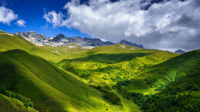 Green valley mountains clouds trees #2 free wallpaper - medium preview image
