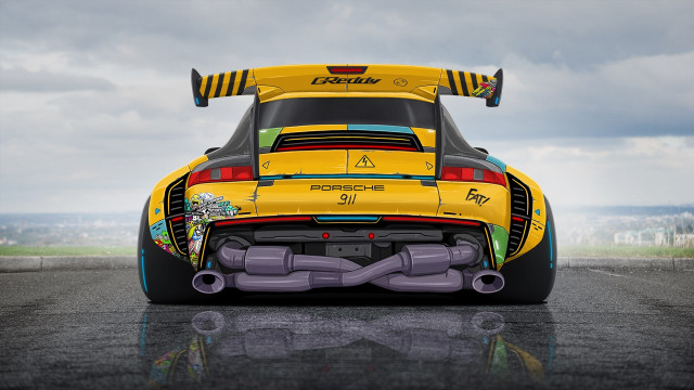 Yellow sports car racing engine free wallpaper - medium preview image