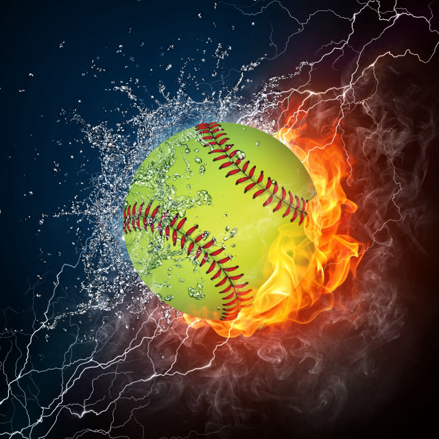 Green ball red stitches water free wallpaper - medium preview image