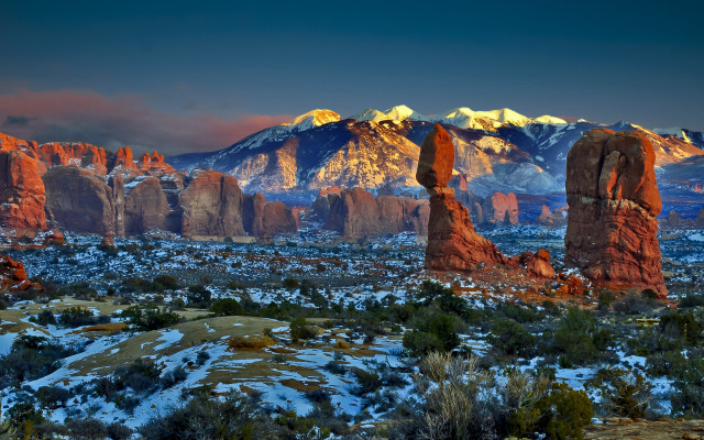 Mountain range snow rocks bridge free wallpaper - medium preview image