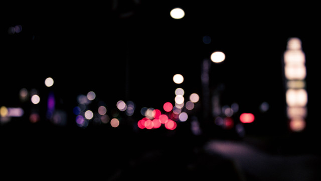 City street night bokeh moon free wallpaper - medium preview image