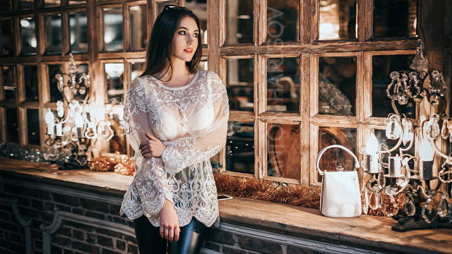Woman window handbag purse rococo free wallpaper - medium preview image