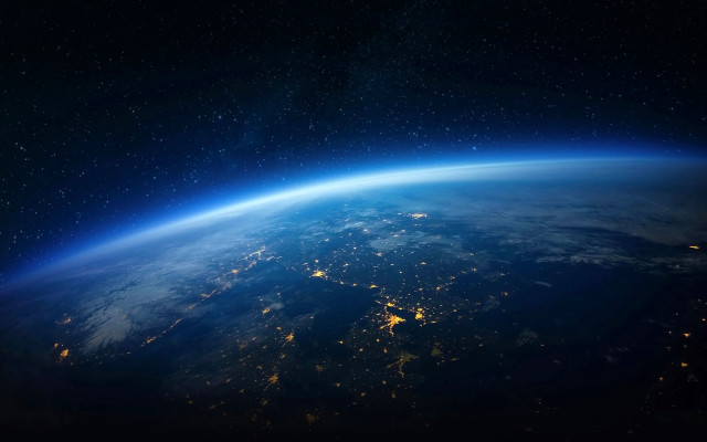 Earth night space city stars free wallpaper - medium preview image
